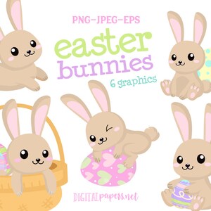 Easter Bunny Clipart, Easter Bunnies Clipart, Animals Clipart, Easter Egg Clipart, Instant Download, COMMERCIAL, INSTANT DOWNLOAD