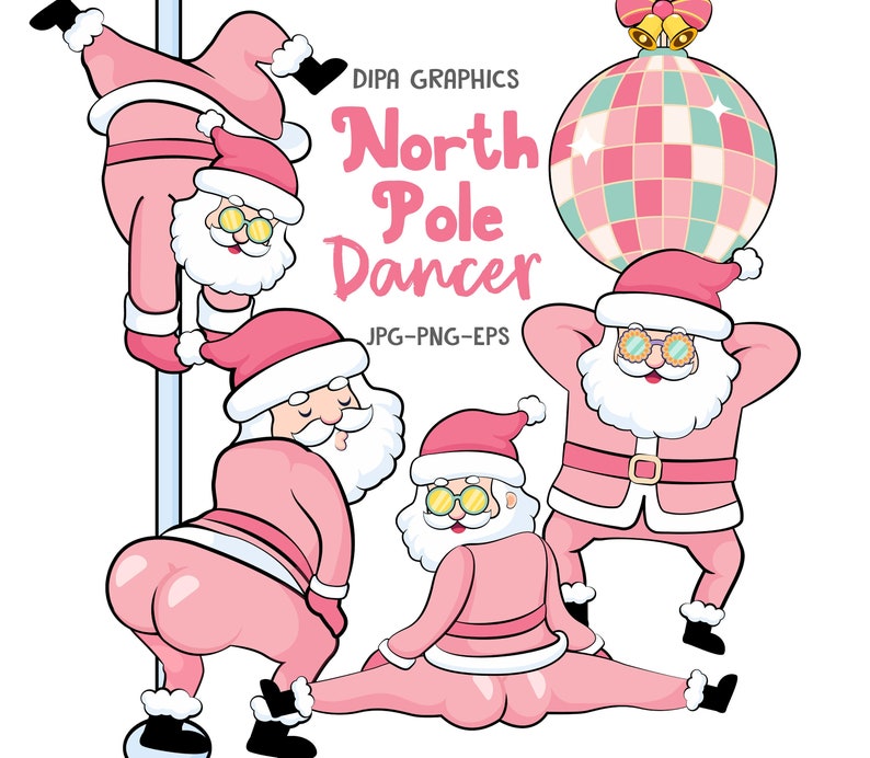 North Pole Dancer, Pink Christmas Clipart, Sublimation PNG Designs, Vector EPS Included, Commercial Use, Instant Download image 1