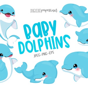 Dauphin Clipart, sous la mer, été, bébé dauphin, Pool Party, sous la mer Animal, Commercial, téléchargement immédiat