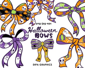 Halloween Bow Clipart: Coquette PNG, JPG, EPS (Instant Download)
