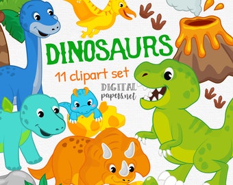 Dinosaur Clipart, Animal Clipart, Trex Party, Triceratops Clipart, Dinosaur Graphics, Commercial Use, Instant Download