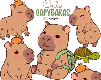 Capybara PNG Clipart, Capibara Trend Clipart, Sublimation PNG, Jpg, Eps Clipart, Instant Download