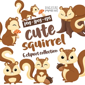 Squirrel Clipart, Woodland Animals, Fall Graphics, Woodland Clipart, Forest Clipart, Winter Graphics, Commercial Use, Instant Download