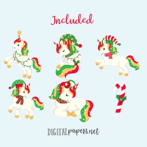 Christmas Unicorns Clipart, Magical Clipart, Ugly Sweater Clipart, EPS Vector Graphics, Commercial Use, INSTANT DOWNLOAD zdjęcie 2