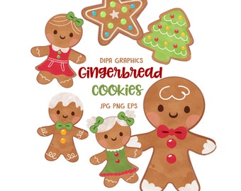 Peperkoek Cookie Clipart, Kerst Clipart, Kerst PNG Sublimatie, Peperkoekhuis, Commerciële Instant Download Vector Graphics