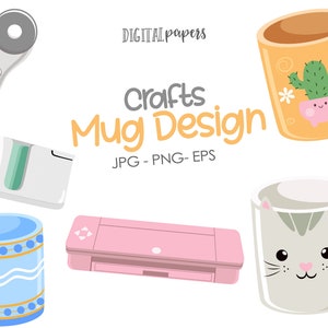 Crafts Clipart, Crafting Clipart, Mug Design Clipart, Scrapbooking, Plotter Tools Clip art, Tool Clipart, Commercial, INSTANT DOWNLOAD