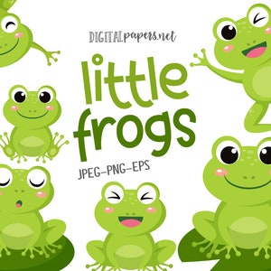 Frog Clipart, Green Frog Clipart, Cute Frog, Pond Clipart, Animal Clipart, COMMERCIAL, INSTANT DOWNLOAD