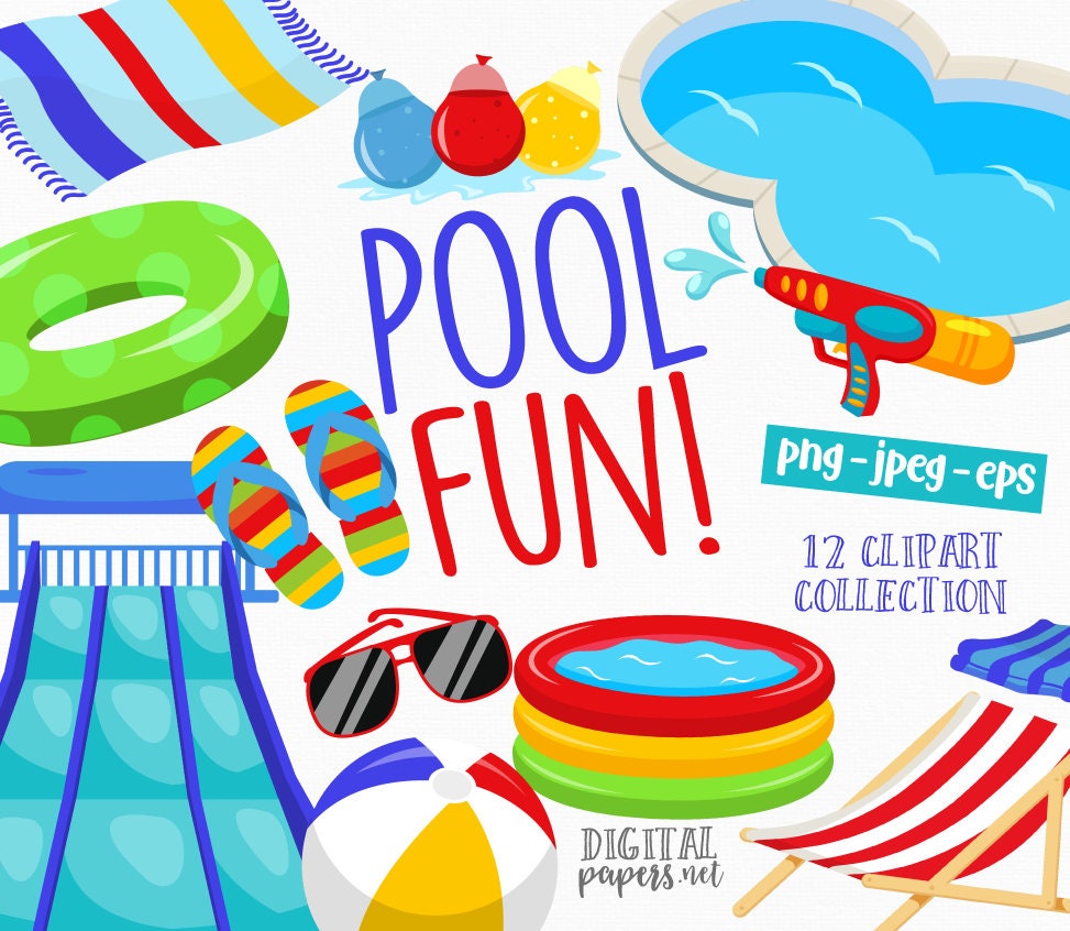 Pool Clipart Pool Party Clip Art png Clipart Float Clipart | Etsy