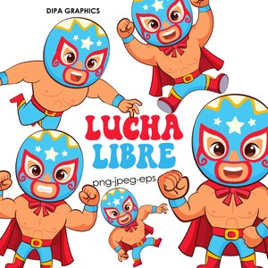 Lucha Libre Clipart, Luchador PNG Clipart, Clipart mexicain, Mexique PNG Clipart, usage Commercial, téléchargement immédiat image 2