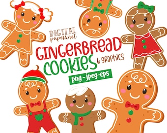 Gingerbread Men Clipart: Christmas Cookies PNG, Vector (Commercial Use)
