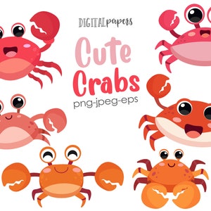 Clipart z krabem, Clipart z plażą, Impreza na plaży, Clipart z krabem, Pod morzem, Podwodny, Syrena, Zwierzę na plaży, KOMERCYJNE, NATYCHMIASTOWE POBIERANIE