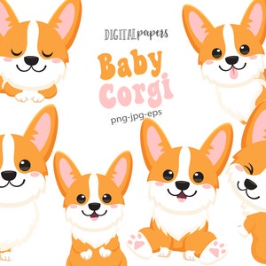 Corgi Clipart, Puppy Clipart, Puppies Clipart, Dog Clip art, Pet Graphics, Sticker Vector, Commercial, INSTANT DOWNLOAD