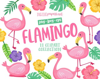 Grafika wektorowa flaminga: Tropikalny PNG EPS (do użytku komercyjnego) (natychmiastowe pobranie)