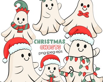 Christmas Ghost Clipart, Christmas Graphics, Funny Christmas  Vector PNG Sublimation Clipart, Commercial Use