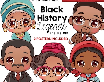 Schwarze Geschichte Legends Clipart Bündel: PNG, JPG, EPS (Instant Download)