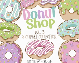 Donut Clipart: Pastel Sprinkles, Commercial Use (Instant Download)