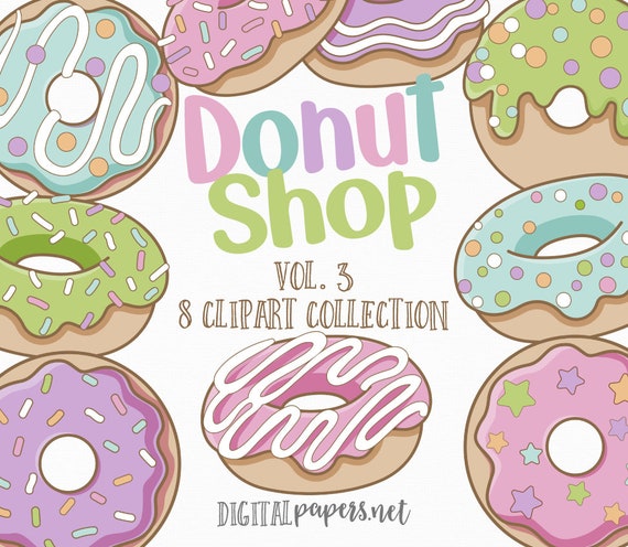 Donut Clipart: Pastel Sprinkles, Commercial Use (Instant Download)