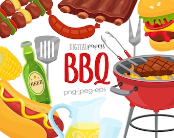 Paquete de imágenes prediseñadas de barbacoa: imágenes de picnic de verano (descarga instantánea)
