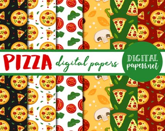 Digitale pizzapapieren: feestclipart, pizzeria-thema (directe download)