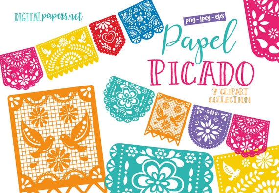 Papel Picado Clipart: Mexican Fiesta Designs (Instant Download)