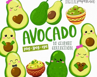 Grafika z awokado: guacamole, meksykańskie jedzenie (PNG, JPEG, EPS)