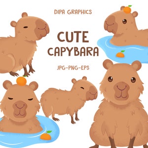 Carpincho Clipart, Ilustración de roedores, Vector, Png, Jpg COMERCIAL, DESCARGA INSTANTÁNEA