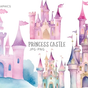Princess Castle Clipart, Princess Clipart, Fantasy Castle, Fairy Tale Clipart, PNG Clipart, INSTANT DOWNLOAD