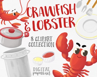 Crawfish Boil Clipart: Seafood Illustration Set (Instant Download)