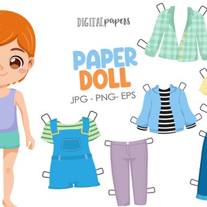 Papierpuppe Clipart, Vektor, Papierpuppe druckbare Aktivität, kommerzielle, Puppen Clipart, Kleid Clipart, Kleidung Clipart, INSTANT DOWNLOAD