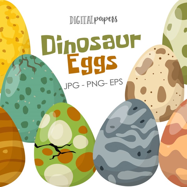 Dinosaur Egg, Dinosaur Clipart, Jurassic Clipart, Trex Clipart, Dino, Easter Clipart, Fossil, Triceratops Clipart, Vector, INSTANT DOWNLOAD