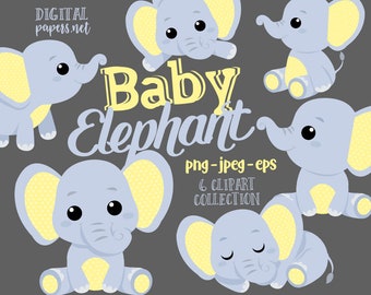 Baby Elephant Clipart: PNG, JPEG, EPS Vector Files (Instant Download)