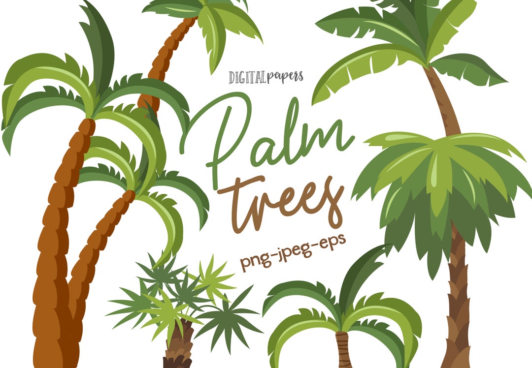 Palm Tree Clipart Summer Beach Party Tropical Clipart Surf - Etsy