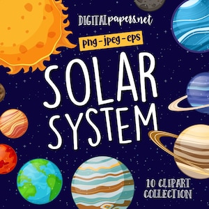 Solar System Clipart, Vector EPS Clipart, Space Clip art, Planet Clip art, PNG Clipart, Universe Clipart, Commercial Use, Instant Download