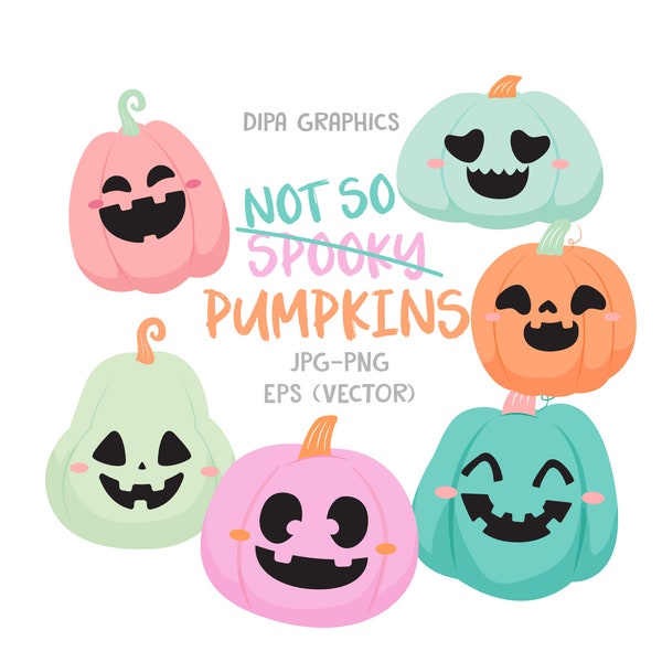 Pumpkin Clipart, Halloween Clipart, Cute Pumpkin, Halloween Design, Whimsical Clipart, Pumpkin Graphics, Commercial, INSTANT DOWNLOAD
