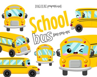 School Bus Clipart, Yellow Bus Clip Art, Back to School Clipart, Car Clip Art, PNG Clipart, Vector, Commercial Use, Instant Download