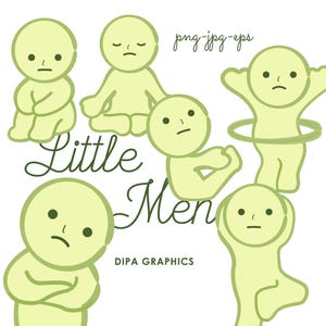 Little Men Clipart, Handmade Kawaii Graphics, Doll Clipart, PNG, jpg and eps, Instant Download