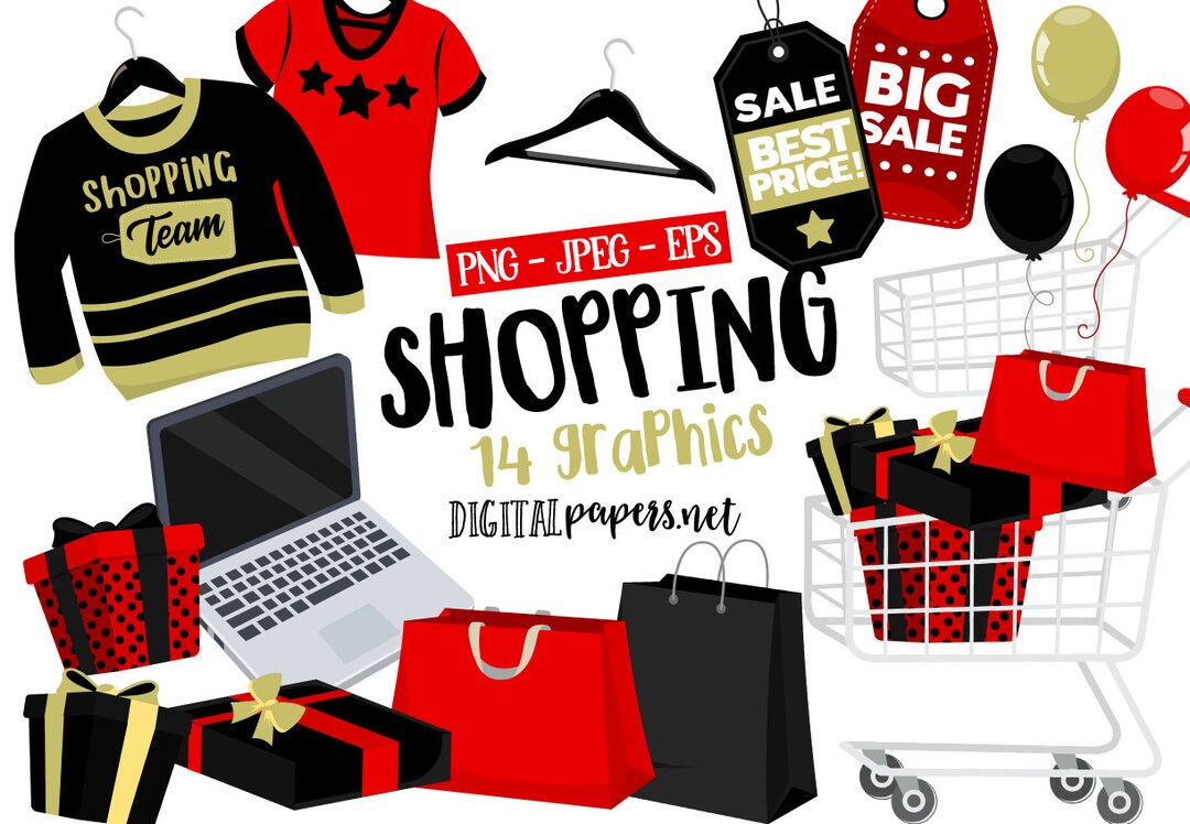 Black Friday Clipart, Shopping Clipart, Sale Clipart, EPS Vector