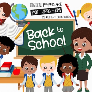School Clipart, Back to School, png clipart, eps vector, COMMERCIAL use, Kids, Teacher, Board, School Elements, INSTANT DOWNLOAD