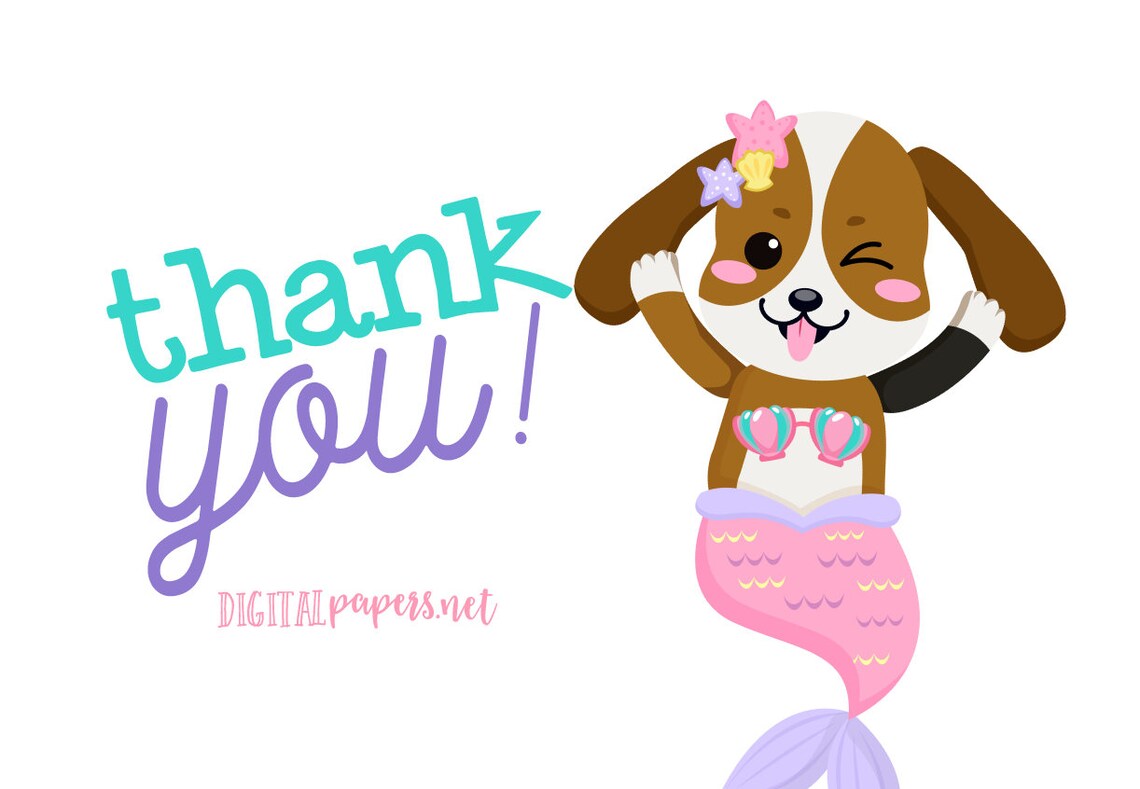Puppy Mermaid Clipart Mermaid Clipart Dog Clipart Dog | Etsy