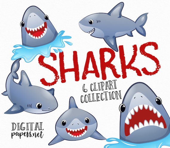 Shark Clipart: Under the Sea Party Graphics (Instant Download)