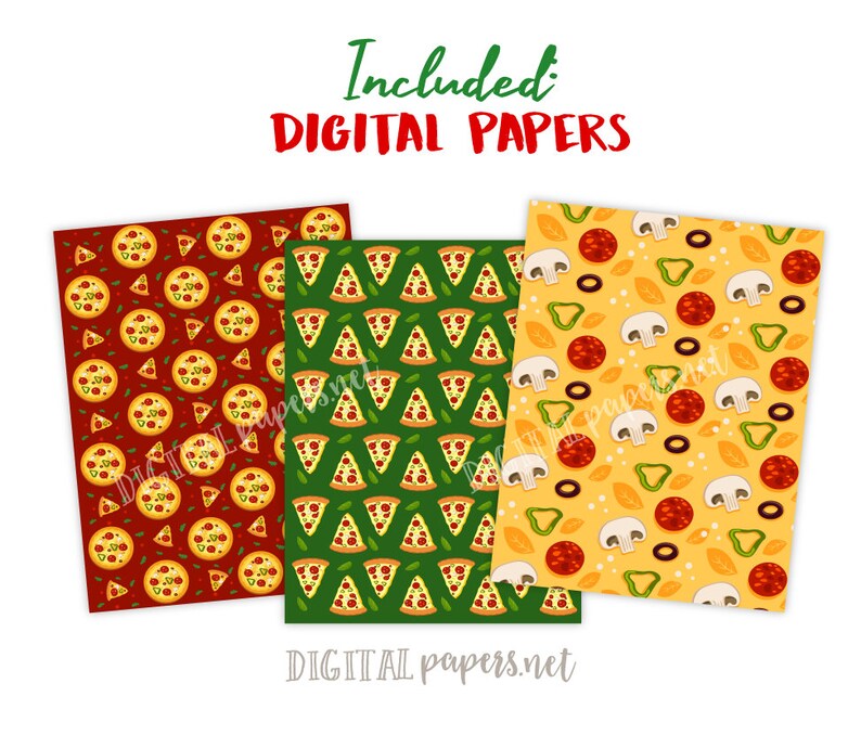 Pizza Digital Papers: Party Clipart, Pizzeria Theme (instant Download ...
