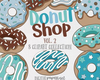 Donut Clipart Set: Sprinkles, Party Designs (Instant Download)