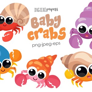 Clipart z krabami dla dzieci, Clipart z plaży, Impreza na plaży, Clipart z krabami, Pod morzem, Pod wodą, Clipart z syrenami, KOMERCYJNE, NATYCHMIASTOWE POBIERANIE