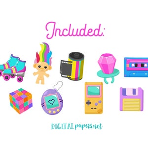 90s Clipart, 90s Party, Nostalgic Illustrations, Retro Clipart, 90s