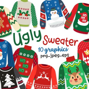 Ugly Sweater Clipart, Christmas Clipart, Commercial use allowed, PNG Clipart, Vector, INSTANT DOWNLOAD