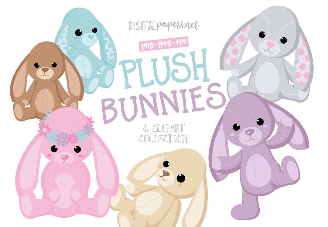Plush Bunnies Clipart, Bunny Clipart, Stuffed Animal Clipart,rabbit ...