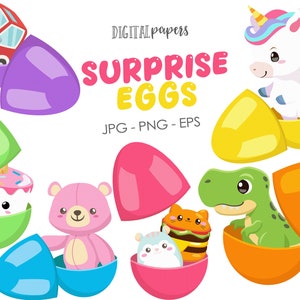 Surprise Egg Toy, Dinosaur Clipart, Toy Clipart, Unicorn Clipart, Squishies, Fidget Toy, Commercial, Bear Clipart, Vector, INSTANT DOWNLOAD