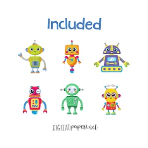 Cute Robots Clipart, Robot Clipart, Toy Clip art, COMMERCIAL use allowed, INSTANT DOWNLOAD image 2