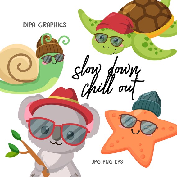 Slow Down Clipart Slow Animals Sloth Turtle Starfish Snail Koala Relax  Clipart Commercial Vector Sublimation INSTANT DOWNLOAD - Etsy