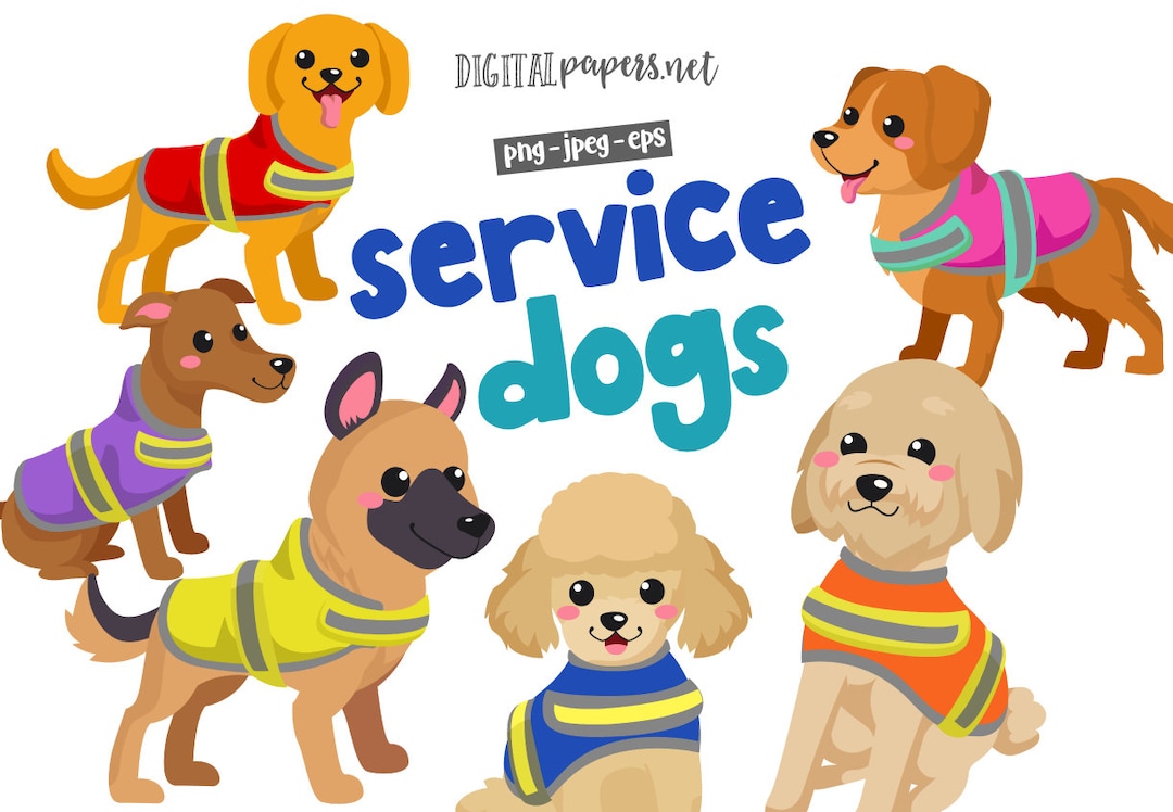 Service Dog Task Animation Service Dogs Clipart: Assistance & Therapy Dog Graphics (digital ...